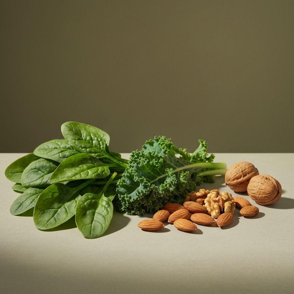 Green leafy vegetables and nuts